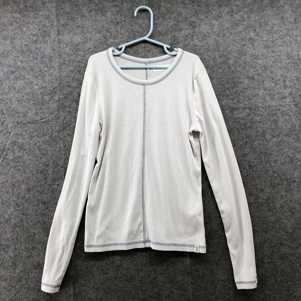 Abercrombie Kids Long Sleeve T Shirt Youth Girls 13/14 White Ribbed Crewneck